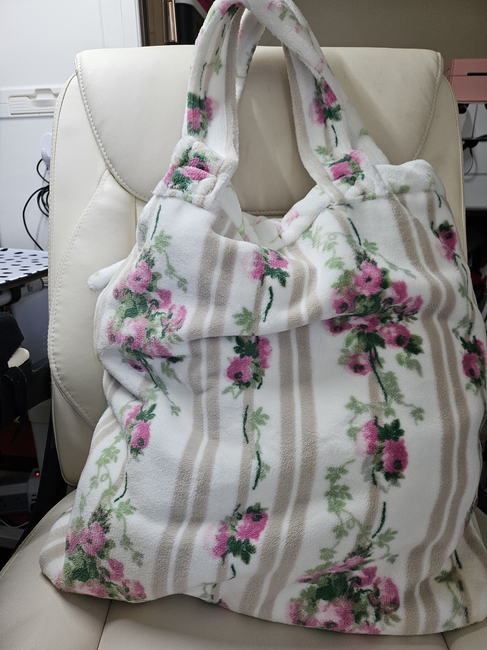 Laura Ashley Pink Floral Stripe Tote Bag - Picture 3 of 7